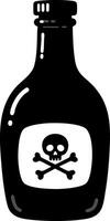 Poison bottle with skull and crossbones symbol illustration in black silhouette style for warning and danger signs vector