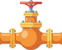Industrial orange water valve with red handle and yellow flanges icon design illustration vector