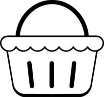 Basket icon simple black line art symbol for shopping or carrying items in minimalist design vector