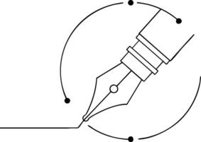 Fountain pen nib with digital connection lines creative design for writing and technology concepts vector