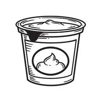 A delicious yogurt cup in a vintage art style featuring a silhouette depiction perfect for healthy eating and food related designs vector