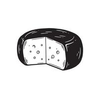 A delicious round of cheese with a slice removed depicted in a detailed vintage art silhouette perfect for various culinary projects vector