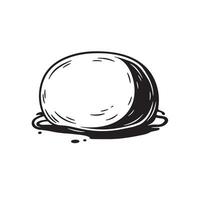 A simple vintage art silhouette illustration of a melting scoop of ice cream showcasing a sweet treat in a retro style vector