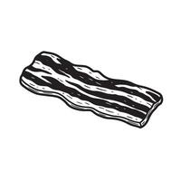 A single strip of rendered cooked bacon presented in a simple vintage art silhouette style ready for culinary projects vector