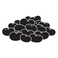A monochromatic vintage art silhouette illustration of a pile of black beans commonly used in culinary preparations vector