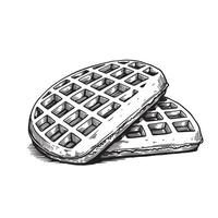 Artistic vintage style illustration of two delicious breakfast waffles perfect for design projects silhouette vector