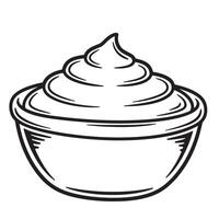 A vintage art silhouette illustrating a bowl of creamy whipped cream perfect for baking cooking dessert recipes food graphics vector