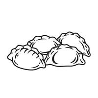 A simple vintage art silhouette of fresh handcrafted pierogi dumplings displayed on a white surface ready to be served vector
