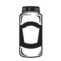 A minimalistic black and white vintage art silhouette depiction of a jar with a label on it perfect for various design projects vector