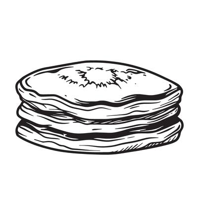 Simple vintage art silhouette of a stack of pancakes hand drawn illustration ready for use in designs