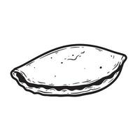 Simple elegant illustration of a hand drawn style empanada or pastry in a vintage art silhouette perfect for various designs vector