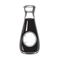 illustration of a vintage art silhouette soy sauce bottle isolated on a white background for food design vector