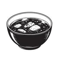 Detailed vintage art silhouette depicting a hearty bowl of soup brimming with vegetables and flavorful broth a classic culinary illustration vector