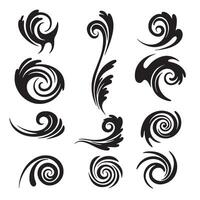 A collection of beautifully crafted vintage art silhouette decorative swirls spirals and floral design elements for various graphic projects vector