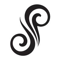 Elegant swirl design in black and white a classic vintage art silhouette illustrative element on a clean white background vector