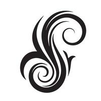 Elegant swirling floral design elements crafted in a minimalist black and white style perfect for vintage art projects. vector
