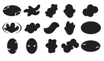 Black abstract organic shapes collection icon set for design and decorative purposes on white background vector