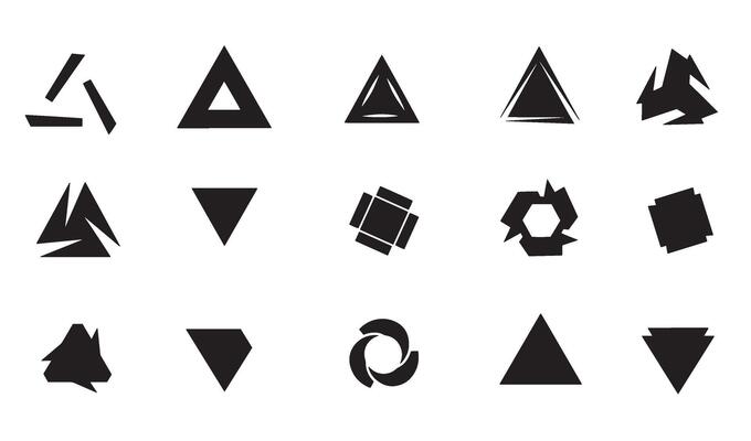 Abstract geometric shapes and triangle icons modern minimalist icon set design elements