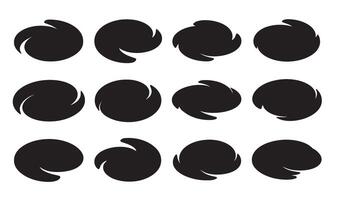 Abstract swirl shapes icon set in black on white background for design projects vector
