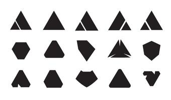 Abstract geometric shape icon set in black and white on a plain background vector