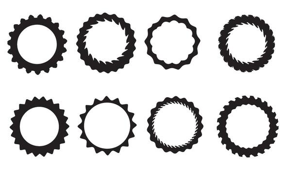 Collection of detailed silhouette circular shape designs suitable for logos and icon set usage vector