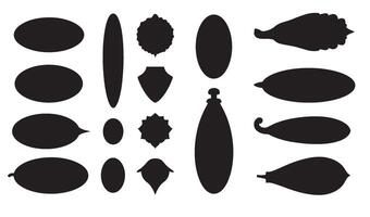 Abstract black silhouettes icon set of various shapes for design and decoration on white background vector
