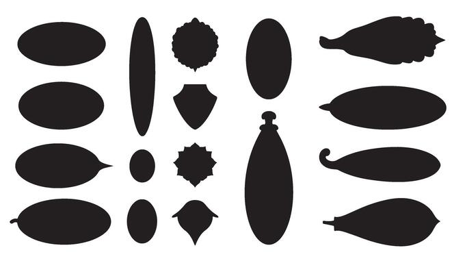 Abstract black silhouettes icon set of various shapes for design and decoration on white background
