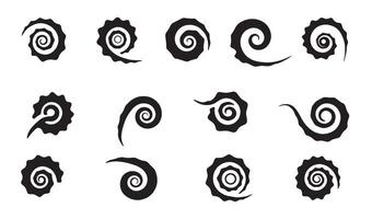 Abstract black swirls and spirals icon set for design and decorative purposes vector