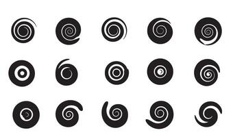 Abstract spirals in a variety of designs and circular shapes representing movement and pattern for design elements. vector