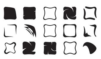 Collection of black and white shape icon designs and frames for graphic elements vector
