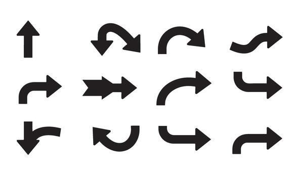 colección de negro flechas señalando en varios direcciones gráfico icono conjunto diseño elementos vector
