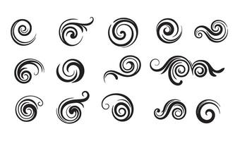 Black swirl flourishes and elegant decorative elements icon set vector