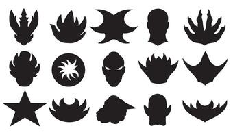 Collection of black silhouette icons emphasizing diverse shapes and designs ideal for user interface design vector
