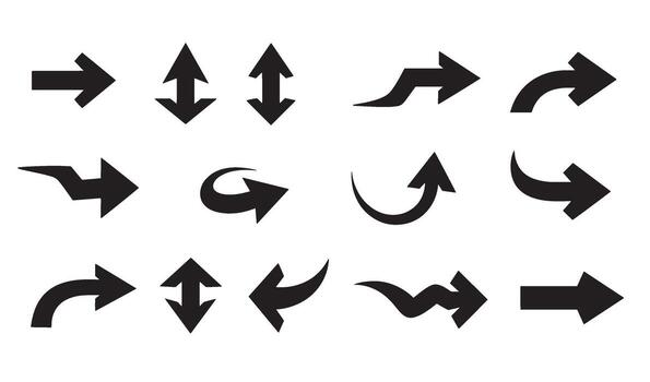 Collection of black arrow icons and symbols for direction and navigation in various designs and styles vector