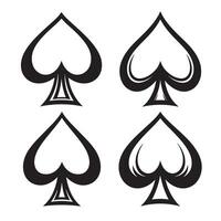 Decorative ornament set of four black spade playing card symbols isolated on white vector