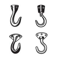 Decorative vintage metal hook ornament set isolated on white background vector