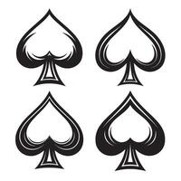 Set of four black spade card suit symbols isolated on white background vector