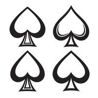 Black spade ornament set of four isolated on white background for gambling and design vector