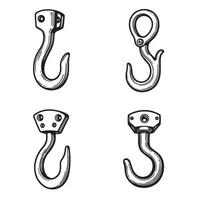 illustration set of hand drawn hook ornament designs for construction and industrial use vector