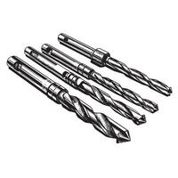 Detailed black and white illustration of a drill bit set for construction projects vector