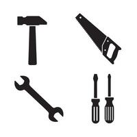 Minimalist black and white tool set for repair and diy projects vector
