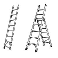 illustrations of two different ladder styles for construction and home improvement vector