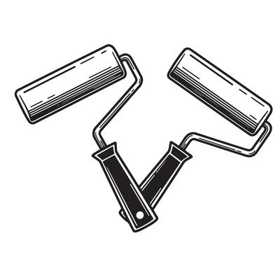 Two crossed paint rollers illustration for decoration and ornament set