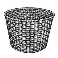 Decorative woven basket illustration black and white ornament design for crafts and projects vector