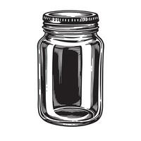 Detailed vintage hand drawn illustration of an empty jar for preserving food ornament set vector