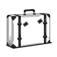 Vintage suitcase illustration a detailed black and white line art design with ornament set for travel and journey vector