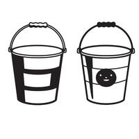 Two black and white buckets in style set ornament collection vector
