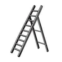 Simple black and white illustration of a wooden ladder with a traditional design perfect for various projects vector