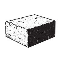 A detailed hand drawn illustration of a solid brick block used in construction or architecture with a textured vintage style. vector