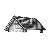 Hand drawn illustration of a wooden roof showing shingles with detailed linework and design elements ready for use vector